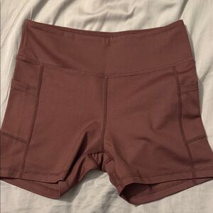 Women's Brown Bike Shorts with Pockets